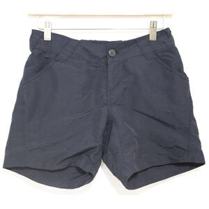 Womens Columbia PFG Dark Blue Nylon Flat Front Chino Athletic Shorts Size XS